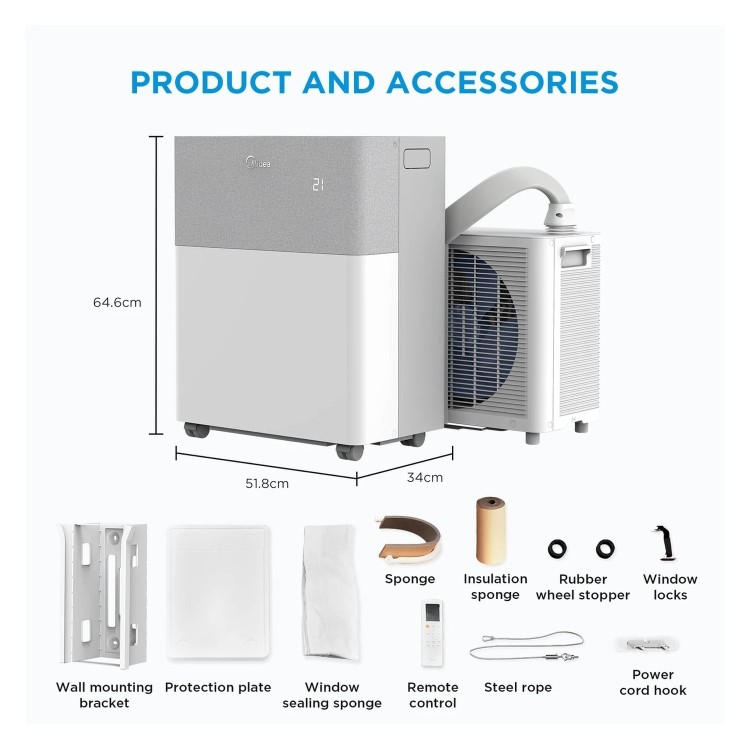 Midea Portasplit 8000 BTU A++ Smart Inverter Portable Air Conditioner – Hose-Free Cooling