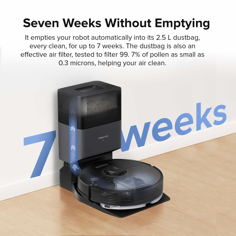 Roborock Q7Max+ Robot Vacuum Cleaner with Self-Emptying Station - Black