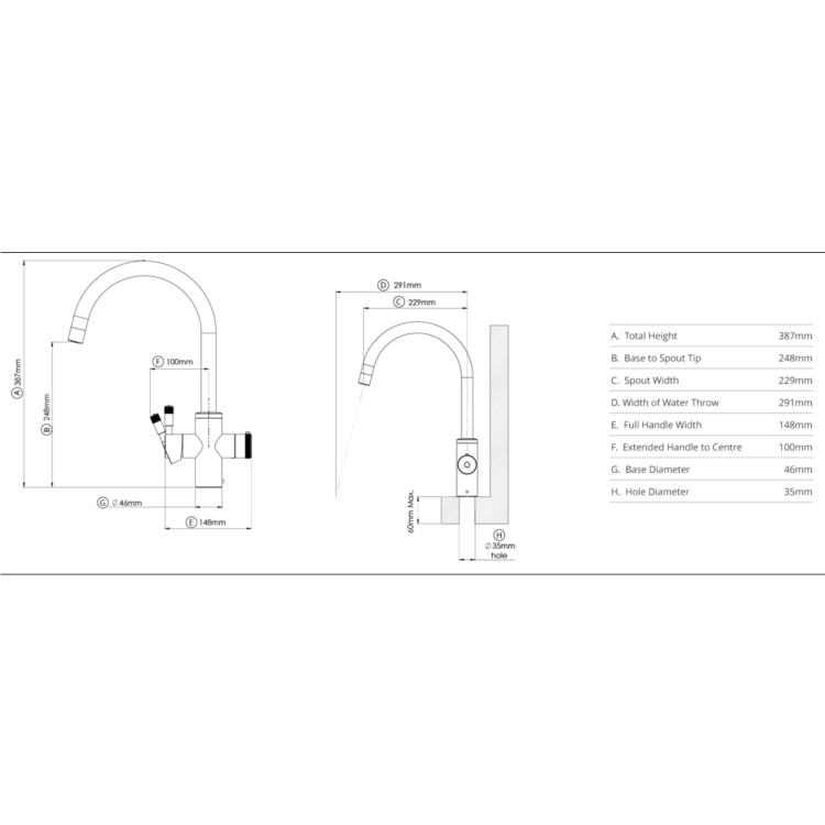 GRADE A1 - Qettle Signature Modern 4 in 1 Boiling Water Tap 4 Litre Round- Brass