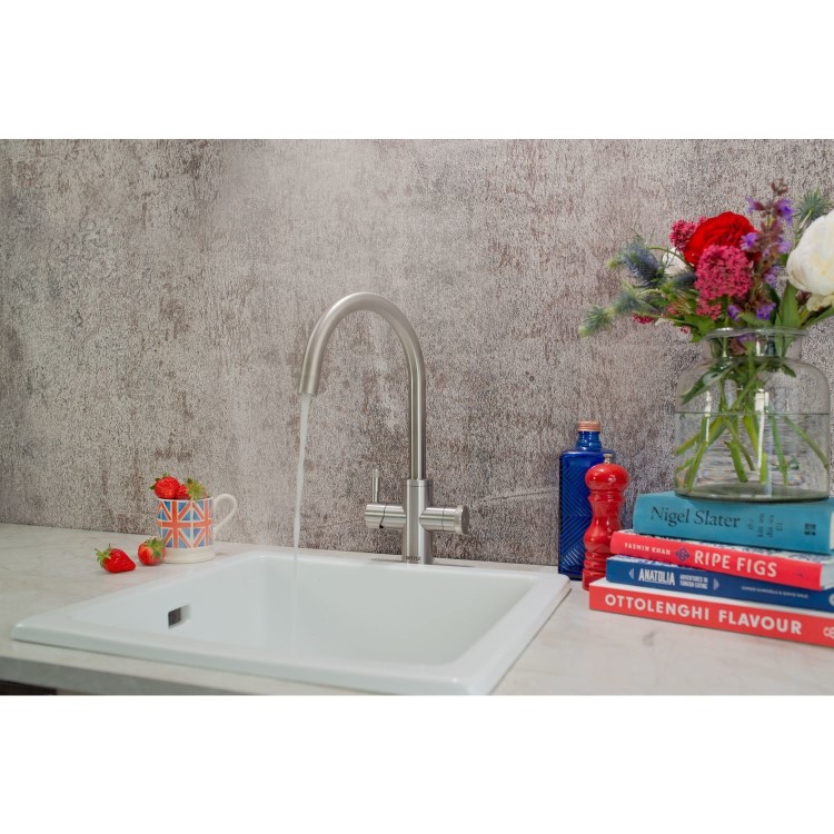 GRADE A1 - QETTLE Signature Modern 4 in 1 Instant Boiling Water Tap 4 Litre - Stainless Steel Round Spout