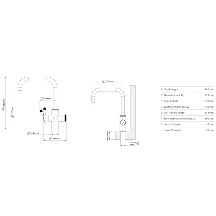 GRADE A1 - Qettle Signature Modern 4 in 1 Boiling Water Tap 4 Litre Square- Stainless Steel
