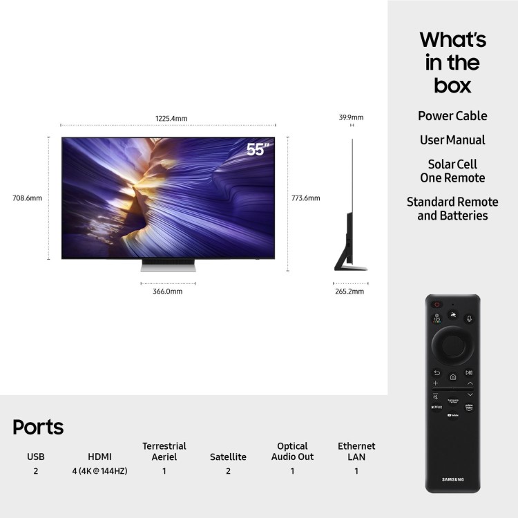 Ex Display - Samsung QE55S90FAEXXU 55" OLED – 4K Ultra HD HDR Smart TV with Tizen OS