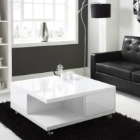High Gloss White Storage Coffee Table - Tiffany Range