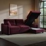 Burgundy Velvet Right-Hand 4-Seater Corner Sofa Bed with Storage - Quinn