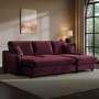 Burgundy Velvet Right-Hand 4-Seater Corner Sofa Bed with Storage - Quinn