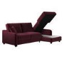 Burgundy Velvet Right-Hand 4-Seater Corner Sofa Bed with Storage - Quinn