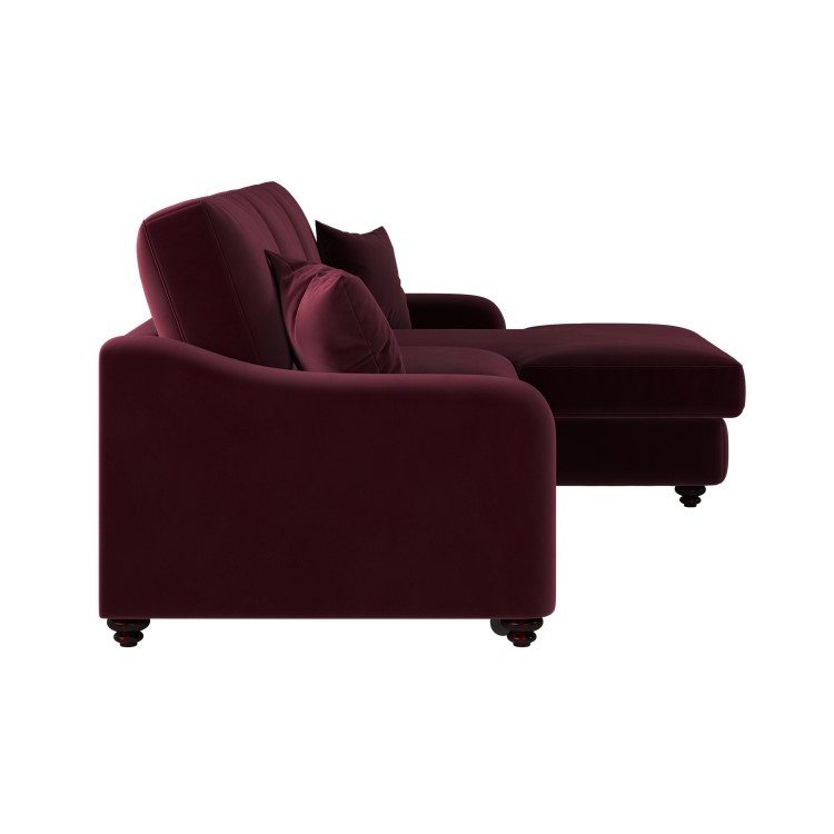 Burgundy Velvet Right-Hand 4-Seater Corner Sofa Bed with Storage - Quinn