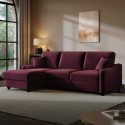 QNN002 Burgundy Velvet Left-Hand 4 Seater Corner Sofa Bed with Storage - Quinn