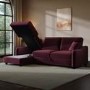 Burgundy Velvet Left-Hand 4-Seater Corner Sofa Bed with Storage - Quinn