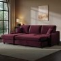 Burgundy Velvet Left-Hand 4-Seater Corner Sofa Bed with Storage - Quinn