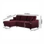Burgundy Velvet Left-Hand 4-Seater Corner Sofa Bed with Storage - Quinn