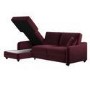 Burgundy Velvet Left-Hand 4-Seater Corner Sofa Bed with Storage - Quinn