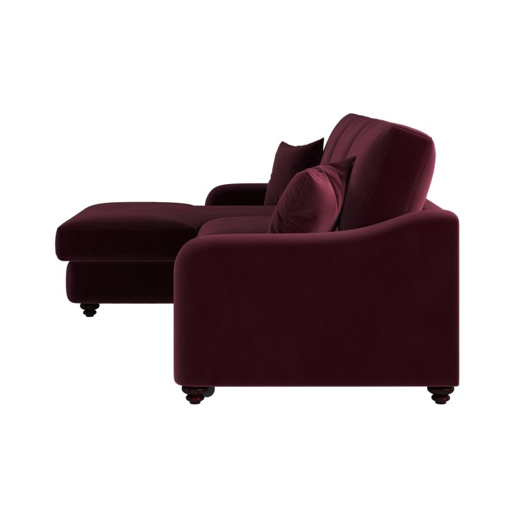 Burgundy Velvet Left-Hand 4-Seater Corner Sofa Bed with Storage - Quinn