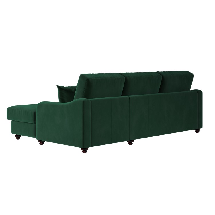 Dark Green Velvet Right Hand Corner Sofa Bed with Storage - Quinn