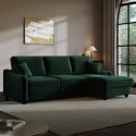 QNN003 Dark Green Velvet Right-Hand 4-Seater Corner Sofa Bed with Storage - Quinn