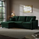 QNN004 Dark Green Velvet Left-Hand 4 Seater Corner Sofa Bed with Storage - Quinn