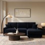 4 Seater Pull-Out Chaise Corner Sofa Bed with Storage in Navy Chenille - Quinn