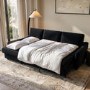4 Seater Pull-Out Chaise Corner Sofa Bed with Storage in Navy Chenille - Quinn