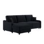 4 Seater Pull-Out Chaise Corner Sofa Bed with Storage in Navy Chenille - Quinn