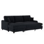4 Seater Pull-Out Chaise Corner Sofa Bed with Storage in Navy Chenille - Quinn
