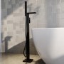 Black Freestanding Waterfall Bath Shower Mixer Tap - Quadra