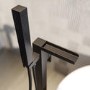 Black Freestanding Waterfall Bath Shower Mixer Tap - Quadra
