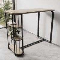 Oak and Black Breakfast Bar Table with Storage - Seats 2 - Quinn Oak and Black Breakfast Bar Table with Storage - Seats 2 - Quinn