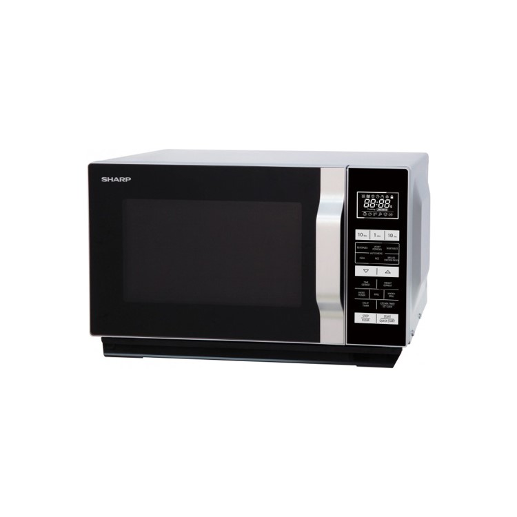 Sharp R760SLM 23L 900W Freestanding Microwave Oven With 1000W Quartz Grill And Flat Tray - Silver