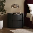 RAF002 Black and Marble-Effect 2 Drawer Bedside Table - Raffaele