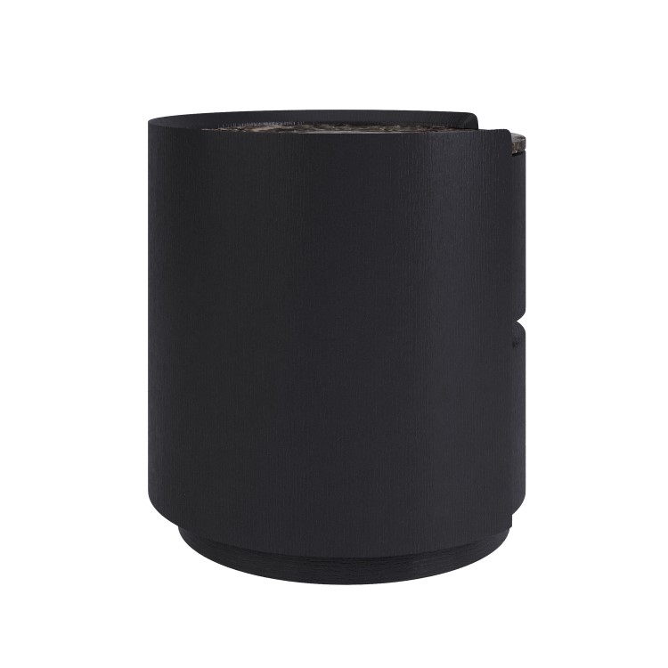 Black and Marble-Effect 2 Drawer Bedside Table - Raffaele