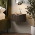 RAF003 Walnut and Marble-Effect 1 Drawer Floating Bedside Table - Raffaele