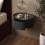 Black and Marble-Effect 1 Drawer Floating Bedside Table - Raffaele