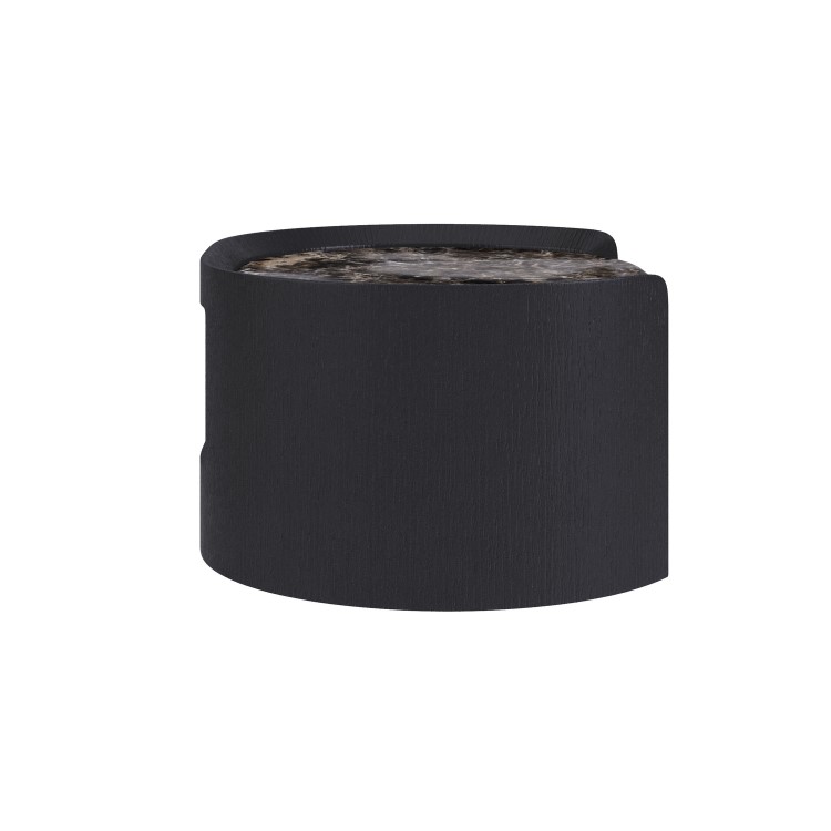 Black and Marble-Effect 1 Drawer Floating Bedside Table - Raffaele