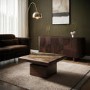 Large Mango Wood and Green Marble Square Coffee Table - Rana