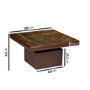 Large Mango Wood and Green Marble Square Coffee Table - Rana
