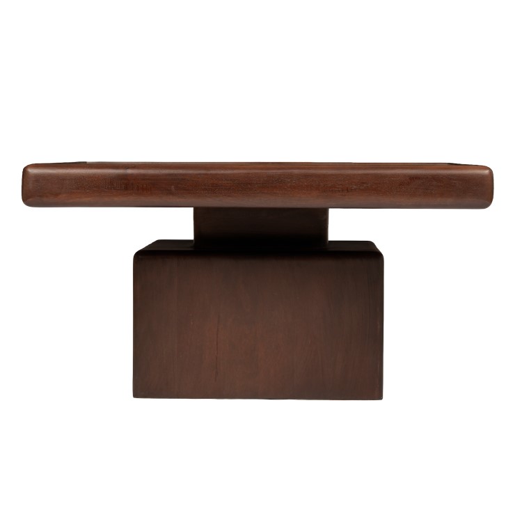 Large Mango Wood and Green Marble Square Coffee Table - Rana