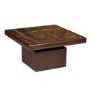 Large Mango Wood and Green Marble Square Coffee Table - Rana