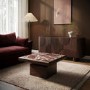 Large Mango Wood and Red Marble Square Coffee Table - Rana