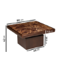 Large Mango Wood and Red Marble Square Coffee Table - Rana