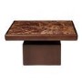 Large Mango Wood and Red Marble Square Coffee Table - Rana