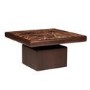 Large Mango Wood and Red Marble Square Coffee Table - Rana