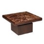 Large Mango Wood and Red Marble Square Coffee Table - Rana