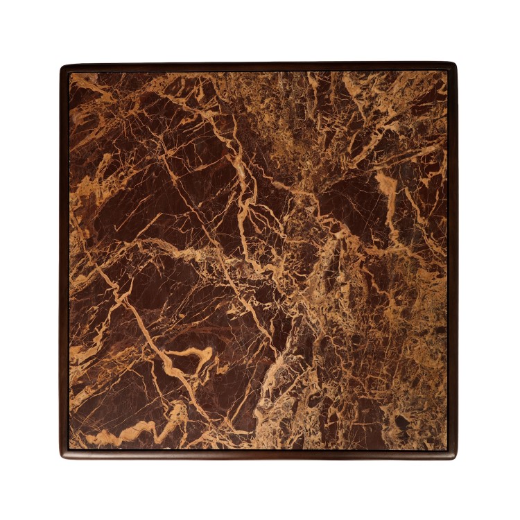 Large Mango Wood and Red Marble Square Coffee Table - Rana