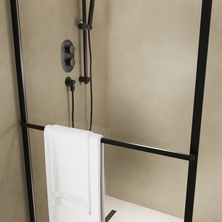 800mm Black Curved Glass Shower Screen for Wet Room & Walk In Shower - Raya