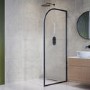 900mm Black Curved Glass Shower Screen for Wet Room & Walk In Shower - Raya
