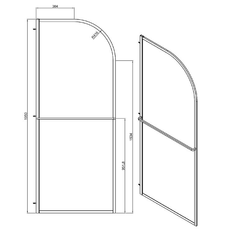 900mm Black Curved Glass Shower Screen for Wet Room & Walk In Shower - Raya