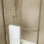 900mm Brushed Brass Curved Glass Shower Screen for Wet Room & Walk In Shower - Raya