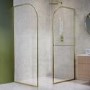 900mm Brushed Brass Curved Glass Shower Screen for Wet Room & Walk In Shower - Raya
