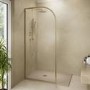 800mm Brushed Brass Curved Glass Shower Screen for Wetroom & Walk In Shower - Raya