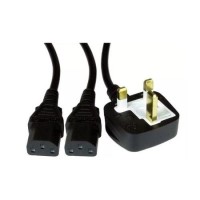 OEM 2 Meter UK To 2x C13 Mains Splitter Black Cable OEM 2 Meter UK To 2x C13 Mains Splitter Black Cable